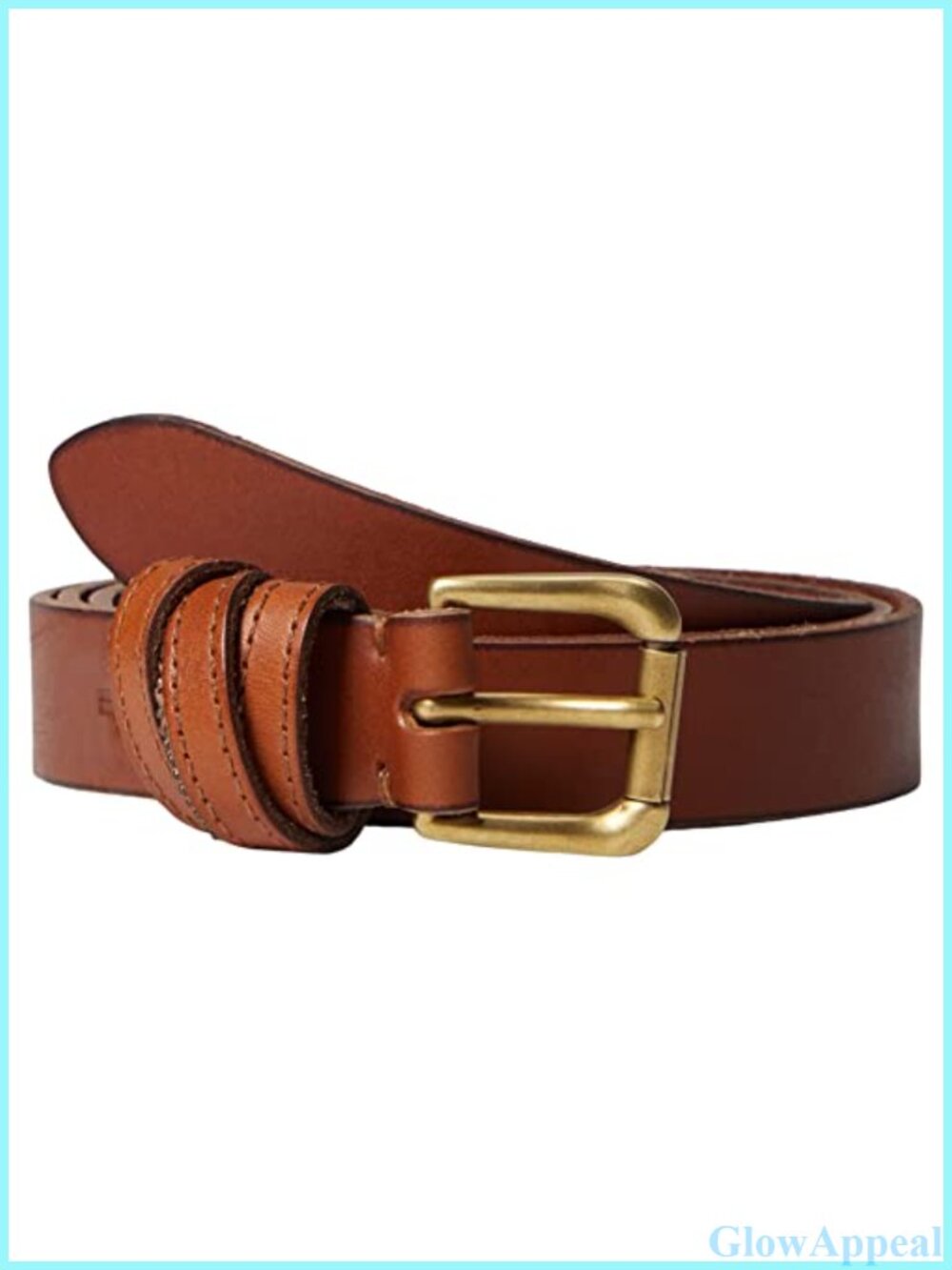 Smooth Leather Belt with Antique Brass Buckle & Bead Edge